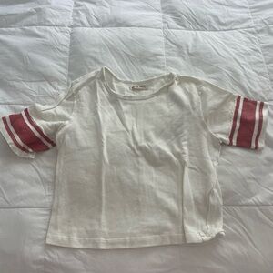 We The Free Burgundy Striped Crew Neck Top